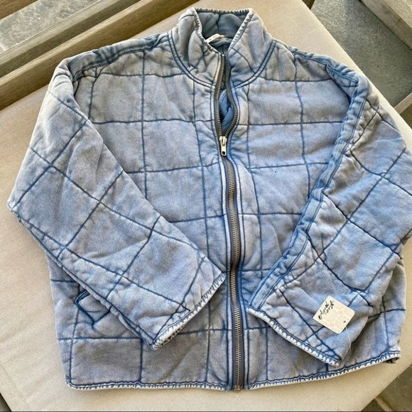 Free People Quilted Dolman Jacket in Turquoise Blue NWT - Picture 4 of 6
